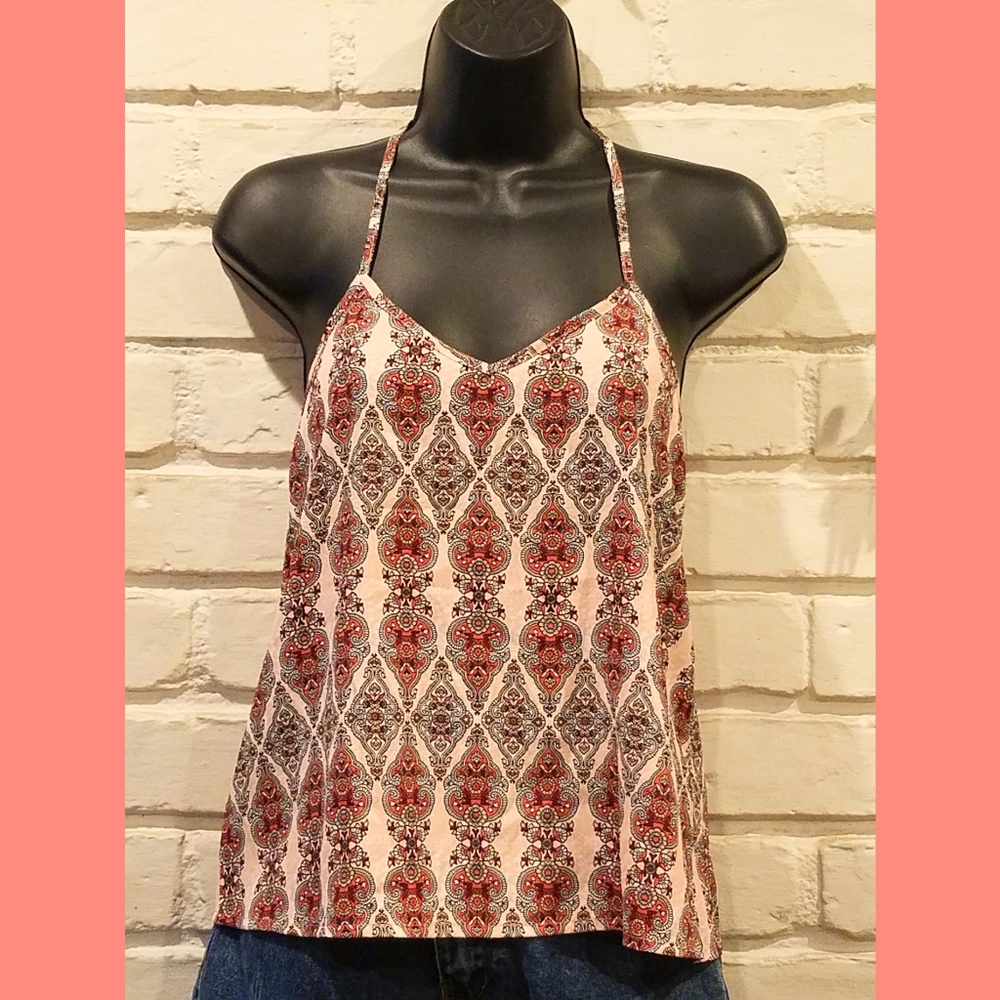 Hollister Pink Paisley spaghetti strap top Y2K
